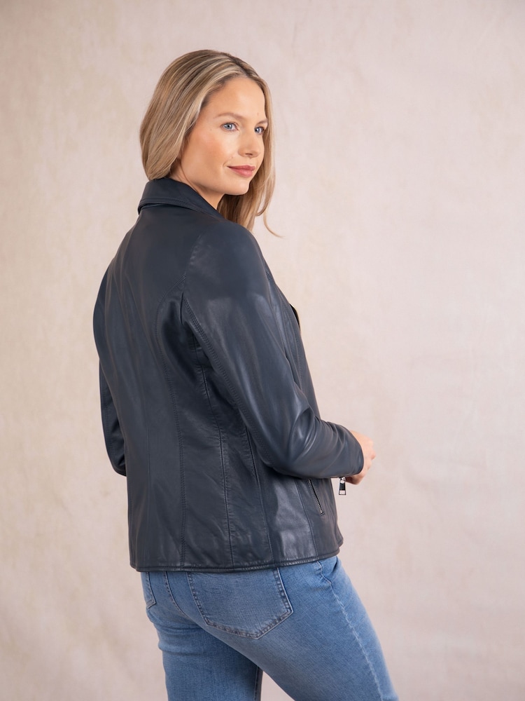 Lakeland Leather Blue Knotts Biker Jacket - Image 5 of 8