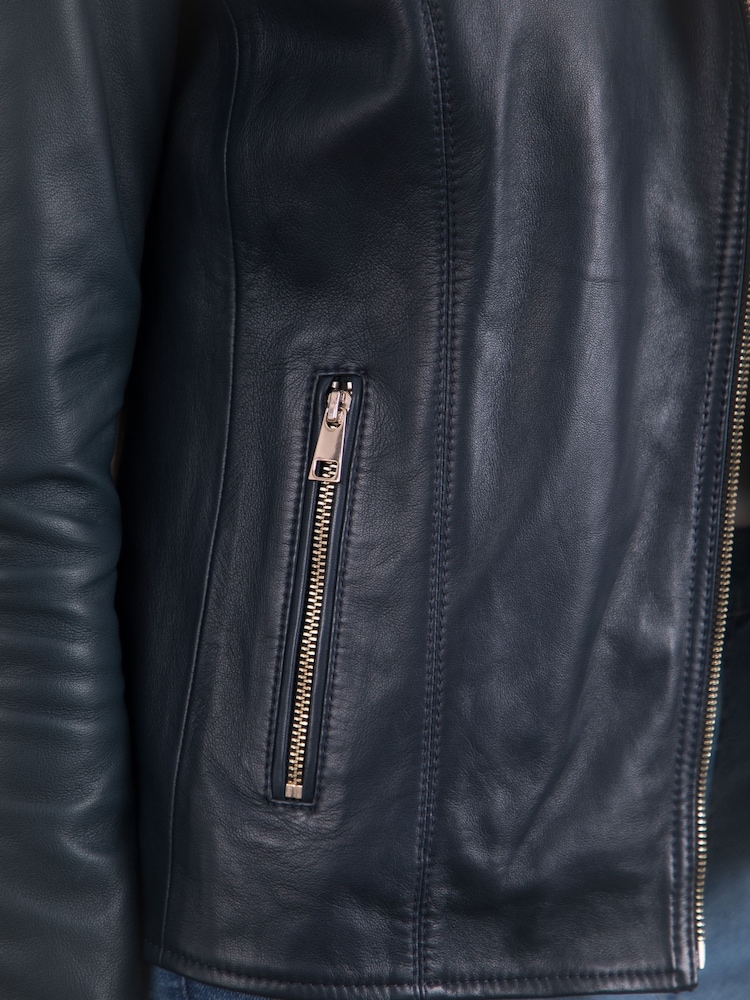 Lakeland Leather Blue Knotts Biker Jacket - Image 6 of 8