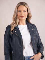 Lakeland Leather Blue Knotts Biker Jacket - Image 7 of 8