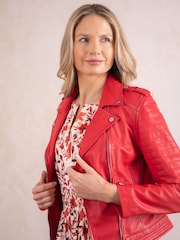 Lakeland Leather Red Esthwaite Classic Biker Jacket - Image 3 of 7