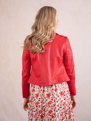 Lakeland Leather Red Esthwaite Classic Biker Jacket - Image 4 of 7