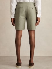 Фисташковый - Reiss Sketch Cotton-Linen Tailored Shorts - Изображение 5 из 6