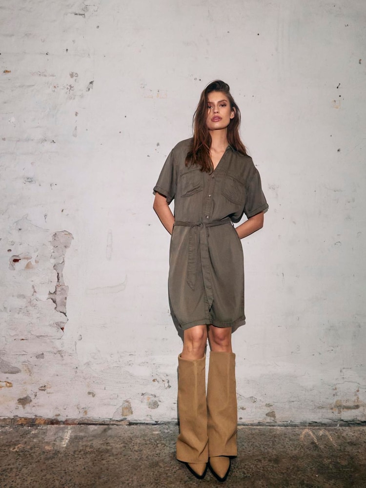 NOISY MAY Green Tie waist Shirt Dress - Image 5 of 5