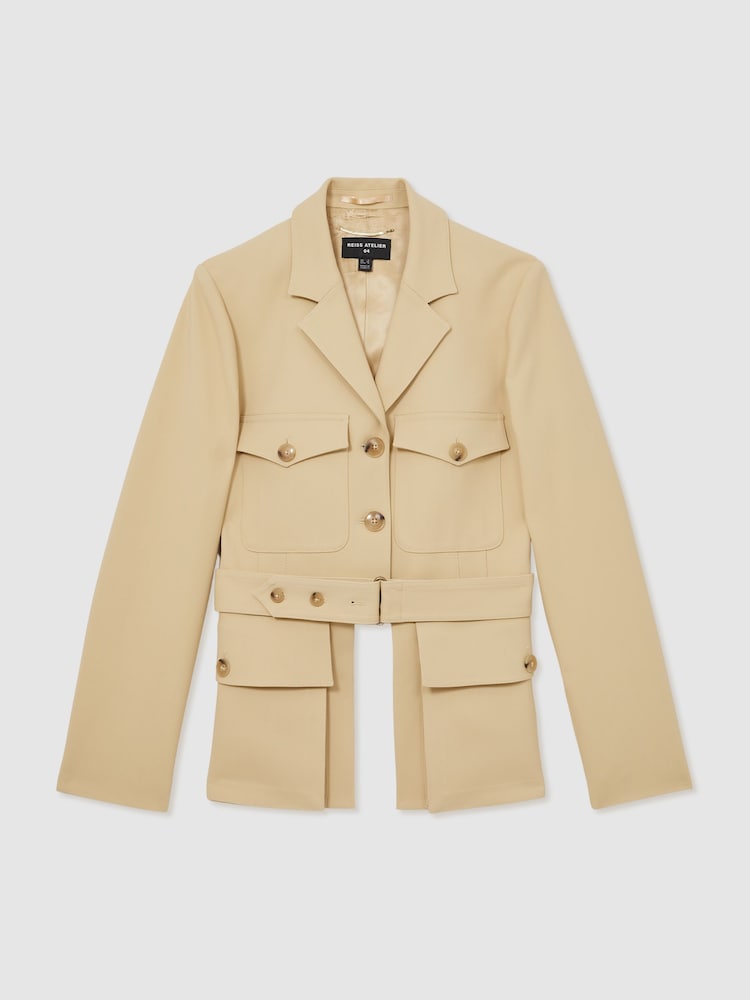 Reiss Neutral Alex Atelier Belted Utility Jacket - Image 2 of 6