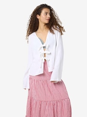 NOISY MAY White Tie Neck Blouse - Image 1 of 4