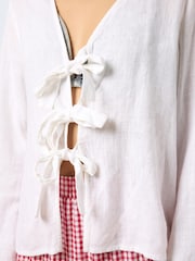 NOISY MAY White Tie Neck Blouse - Image 2 of 4