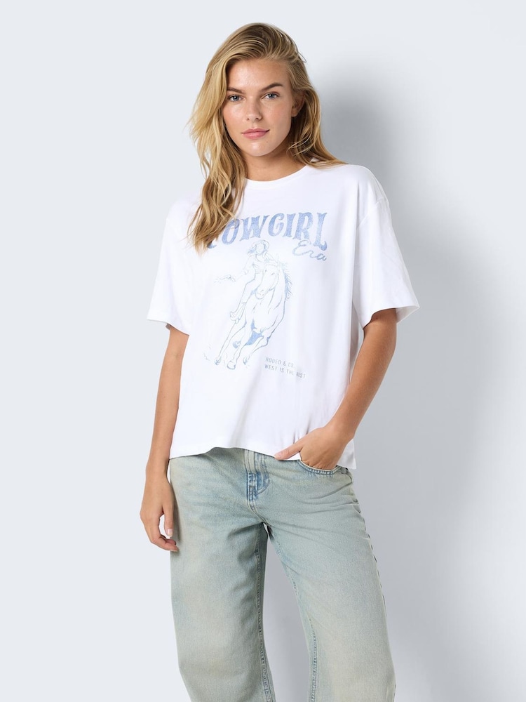 NOISY MAY White Rodeo Graphic Printed T-Shirt - Image 3 of 5