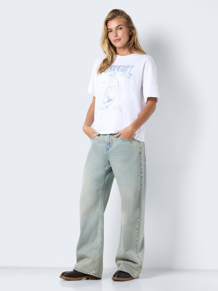 NOISY MAY White Rodeo Graphic Printed T-Shirt - Image 4 of 5