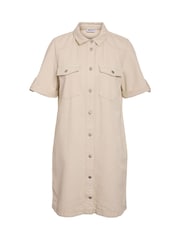 NOISY MAY Cream Short Sleeve Denim Shirt Dress - Image 4 of 6