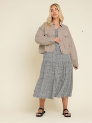 Yours Curve Brown Balloon Hem Denim 100% Cotton Jacket - Image 2 of 4