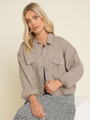 Yours Curve Brown Balloon Hem Denim 100% Cotton Jacket - Image 4 of 4