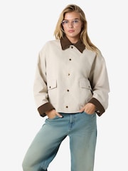 NOISY MAY Grey Corduroy Collar Jacket - Image 1 of 4