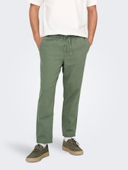 Only & Sons Green Tapered Fit Ankle Length Joggers - Image 1 of 4