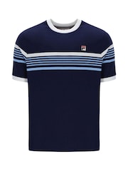 Fila Blue James Yarn Dye Stripe 100% Cotton T-Shirt - Image 1 of 1