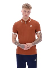 Sergio Tacchini Brown New Iceberg PS Quarter Zip 100% Cotton Polo Shirt - Image 2 of 4