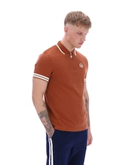 Sergio Tacchini Brown New Iceberg PS Quarter Zip 100% Cotton Polo Shirt - Image 3 of 4
