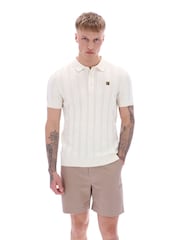 Fila Kennedy Textured Stripe Knit 100% Cotton Polo Shirt - Image 1 of 5