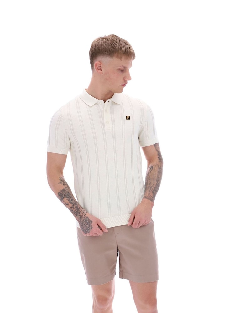 Fila Kennedy Textured Stripe Knit 100% Cotton Polo Shirt - Image 2 of 5