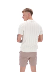Fila Kennedy Textured Stripe Knit 100% Cotton Polo Shirt - Image 4 of 5