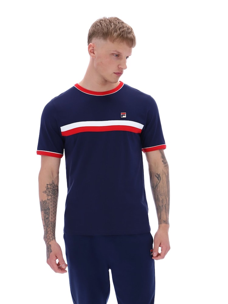 Fila Blue Razee Laid on Stripe 100% Cotton T-Shirt - Image 1 of 4