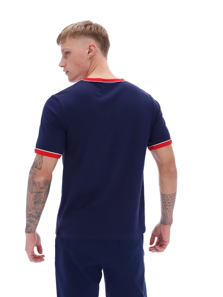 Fila Blue Razee Laid on Stripe 100% Cotton T-Shirt - Image 2 of 4