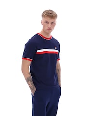 Fila Blue Razee Laid on Stripe 100% Cotton T-Shirt - Image 3 of 4