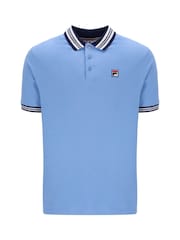 Fila Blue Dark Faraz Tipped Rib 100% Cotton Polo Shirt - Image 1 of 1