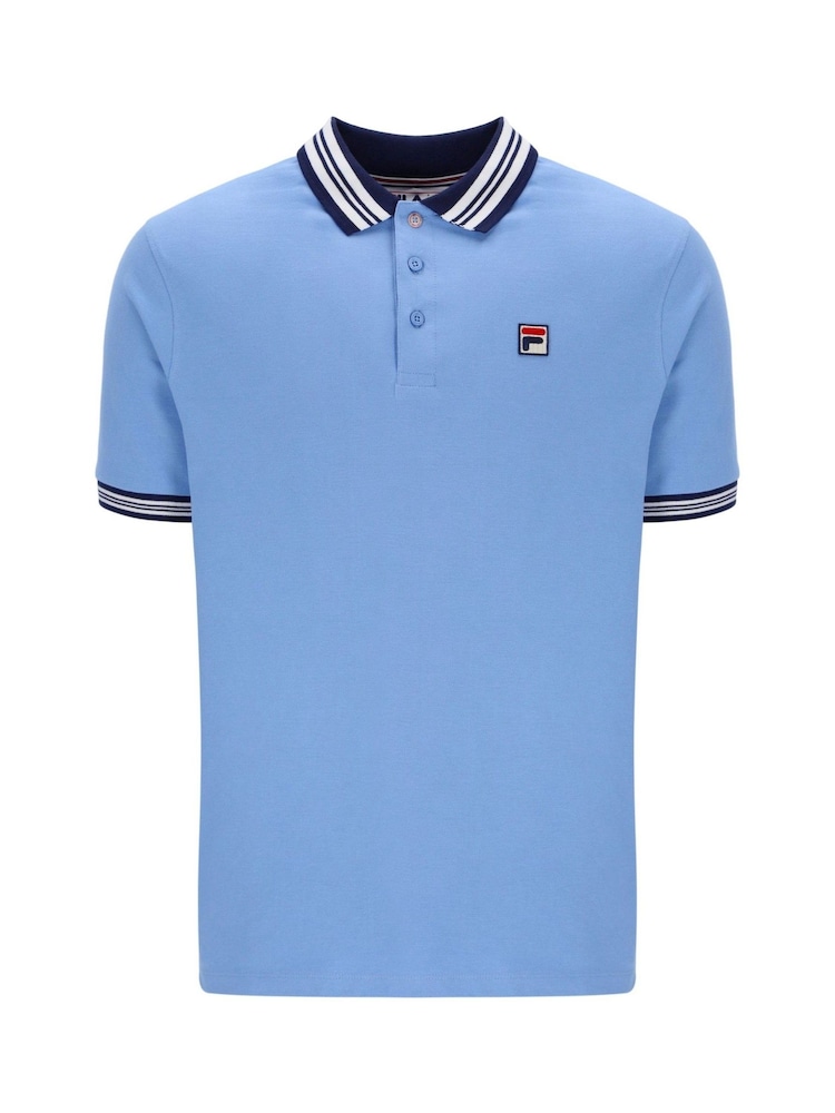 Fila Blue Dark Faraz Tipped Rib 100% Cotton Polo Shirt - Image 1 of 1