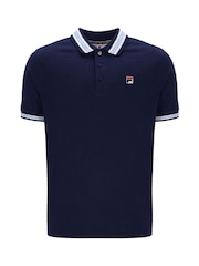 Fila Blue Faraz Tipped Rib 100% Cotton Polo Shirt - Image 1 of 1