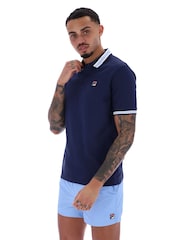 Blau - Fila Faraz Tipped Rib 100% Cotton Polo Shirt - Bild 3 von 5