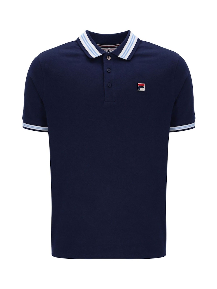 Blau - Fila Faraz Tipped Rib 100% Cotton Polo Shirt - Bild 5 von 5