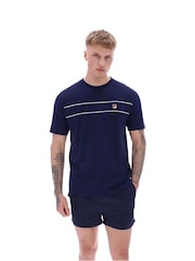 Fila Blue Williams Contrast Piping 100% Cotton T-Shirt - Image 2 of 4