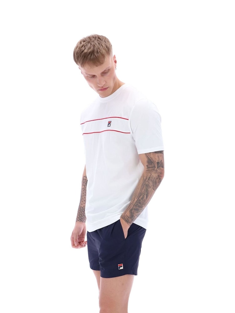 Fila White Williams Contrast Piping 100% Cotton T-Shirt - Image 4 of 4 Fila White Williams Contrast Piping 100% Cotton T-Shirt - Image 4 of 4