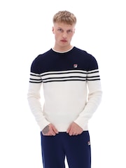 Fila Blue Nate Crochet Knitted Crew 100% Cotton Sweatshirt - Image 1 of 5