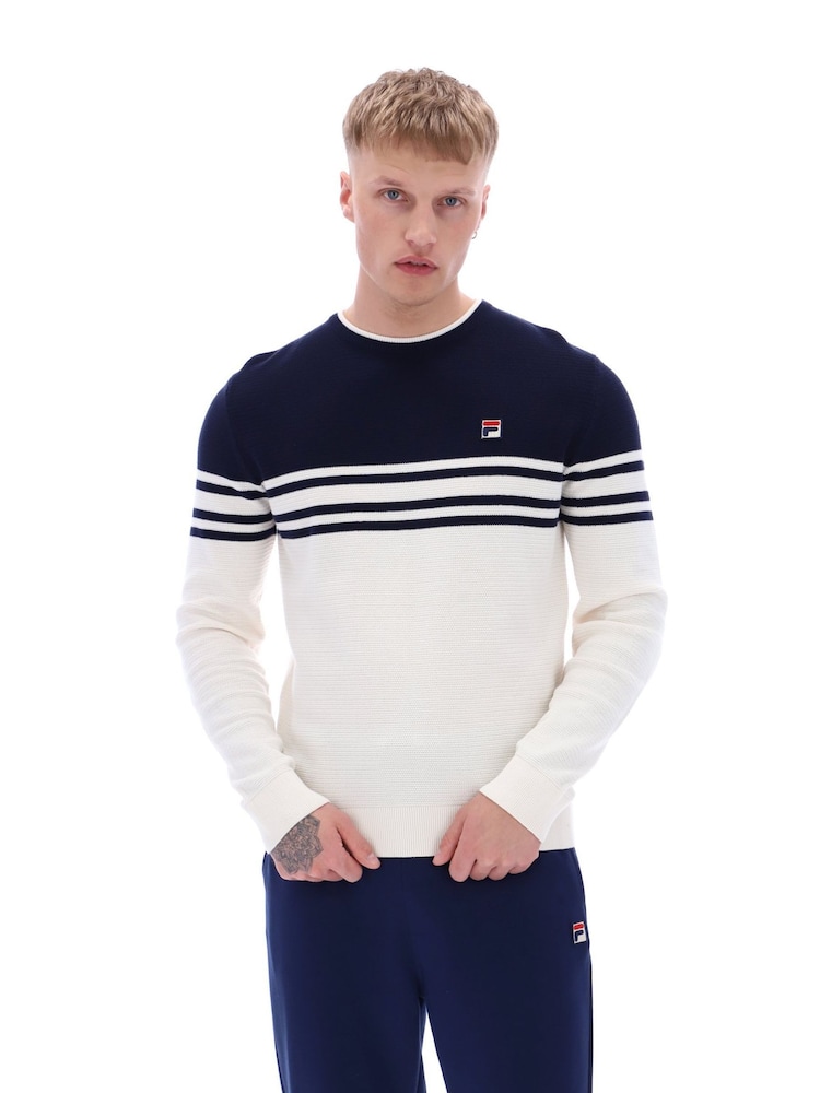 Fila Blue Nate Crochet Knitted Crew 100% Cotton Sweatshirt - Image 1 of 5