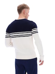 Fila Blue Nate Crochet Knitted Crew 100% Cotton Sweatshirt - Image 4 of 5