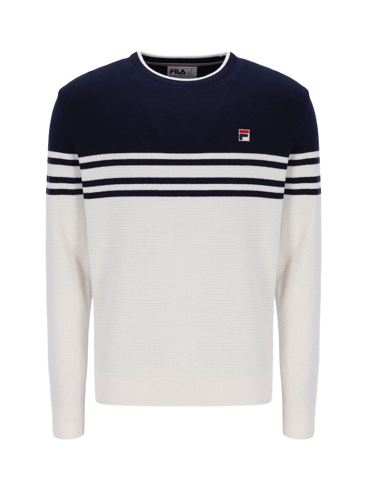Fila Blue Nate Crochet Knitted Crew 100% Cotton Sweatshirt - Image 5 of 5