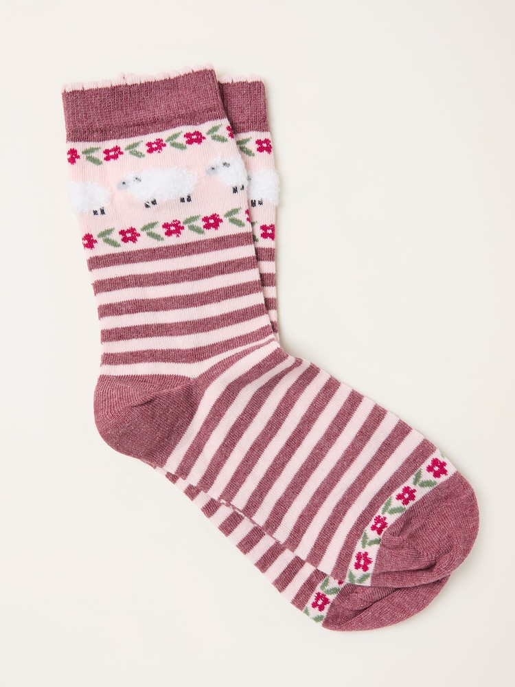 FatFace Striped Sheep Socks - Imagem 1 de 2