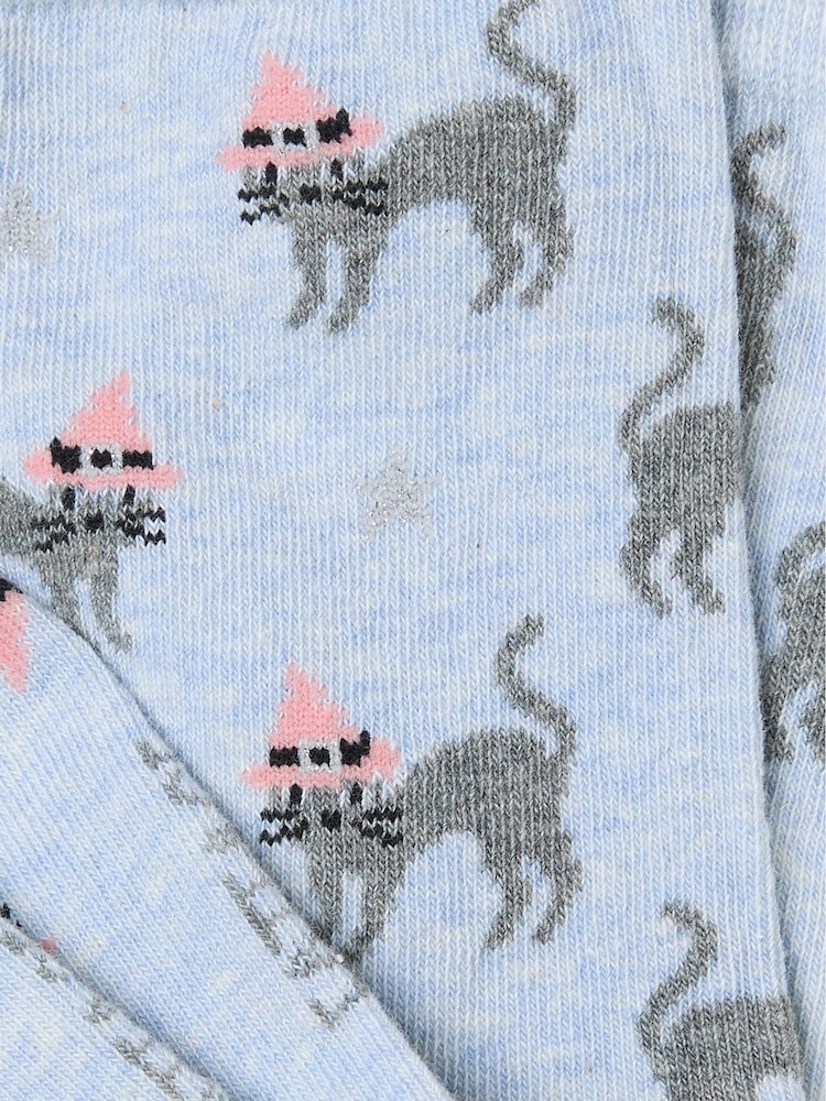 FatFace Blue Halloween Cat Socks - Image 2 of 2 FatFace Blue Halloween Cat Socks - Image 2 of 2