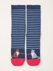 FatFace Navy Cat Socks - Image 1 of 2