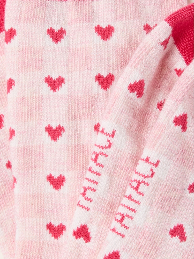FatFace Pink Heart Gingham Socks - Image 2 of 2