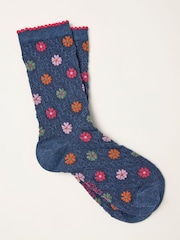 FatFace Navy Textured Floral Socks - Image 1 of 2