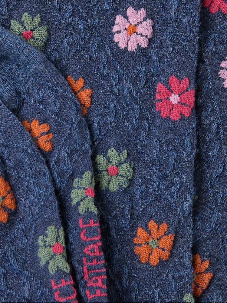 FatFace Navy Textured Floral Socks - Image 2 of 2