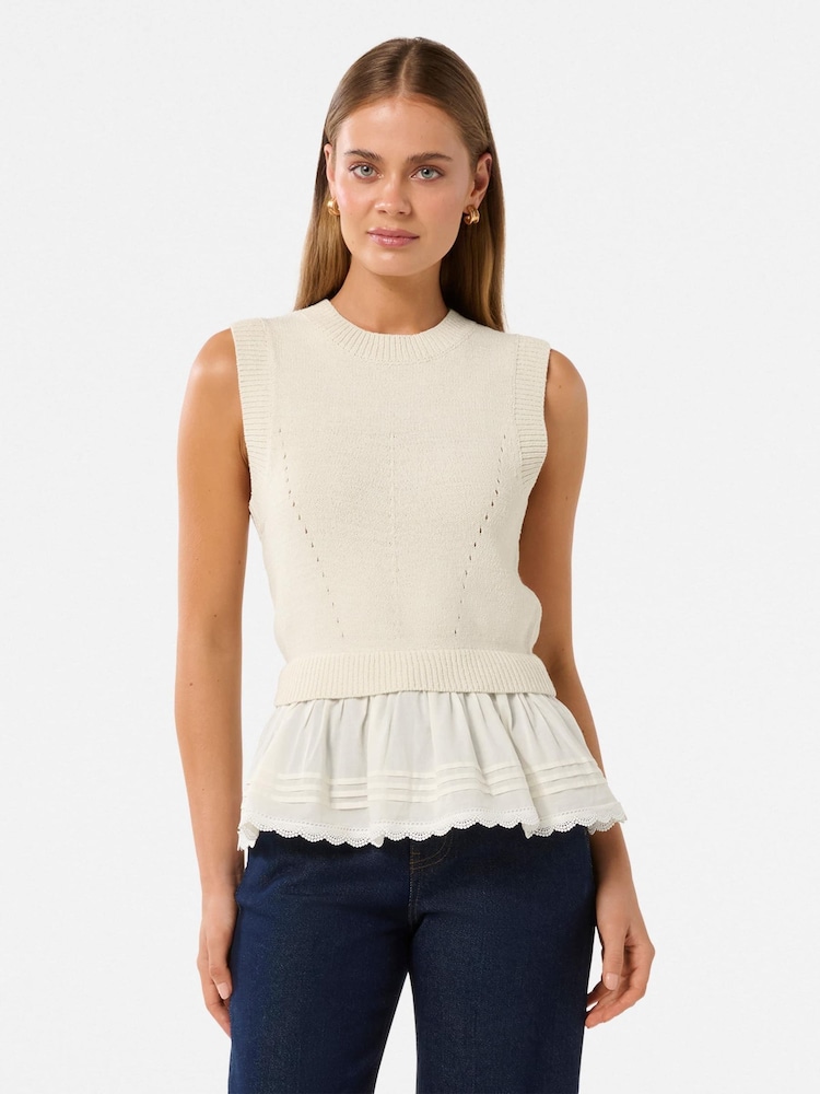Forever New Cream Tiana Peplum Hem tank top - Image 1 of 5