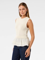 Forever New Cream Tiana Peplum Hem tank top - Image 4 of 5