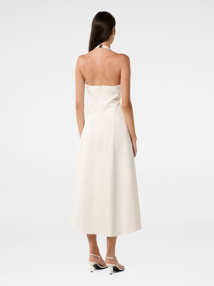 Forever New White Harriet Halter Neck Midi Dress Contains Linen - Image 2 of 4