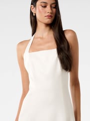 Forever New White Harriet Halter Neck Midi Dress Contains Linen - Image 3 of 4