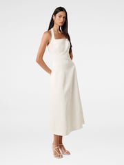 Forever New White Harriet Halter Neck Midi Dress Contains Linen - Image 4 of 4