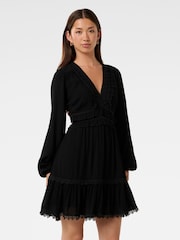 Forever New Black Elsa Trim High Low Mini Dress - Image 4 of 5