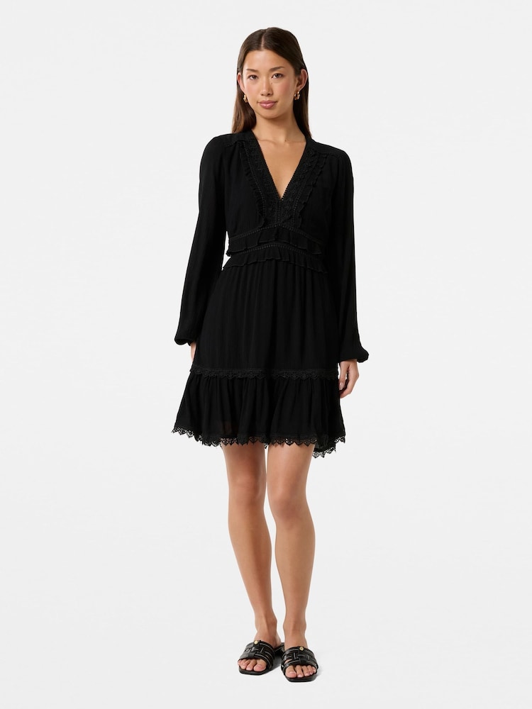 Forever New Black Elsa Trim High Low Mini Dress - Image 5 of 5